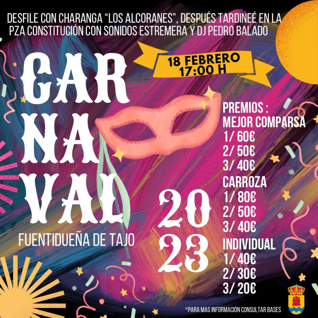 Desfile y tardineé con el Dj Pedro Balado para el sábado de Carnaval