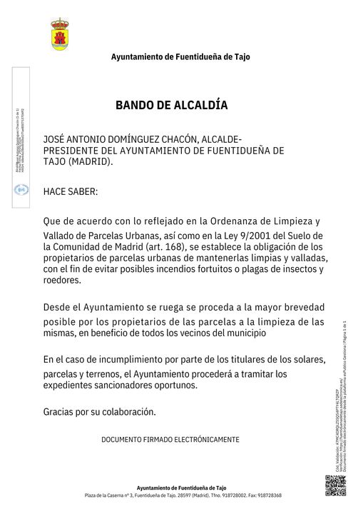 Bando limpieza parcelas 2024