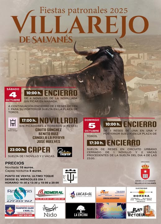eventos taurinos Fiestas Villarejo 2025